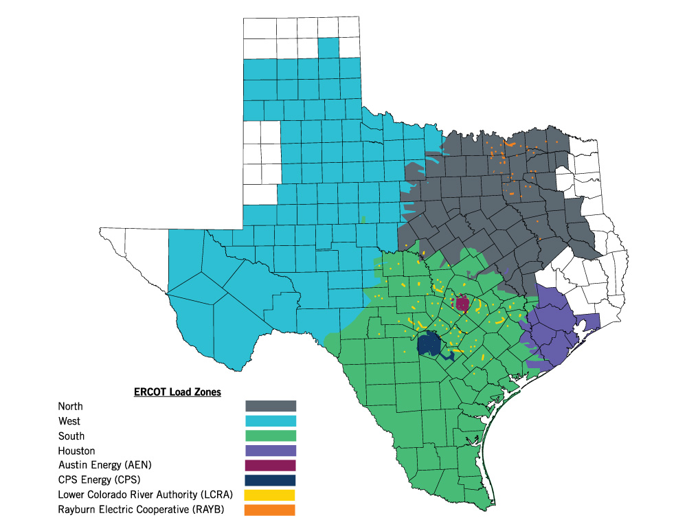 ERCOT Load Zone Map Map