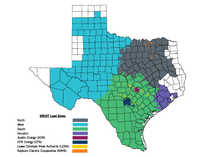 ERCOT Load Zone Map Map